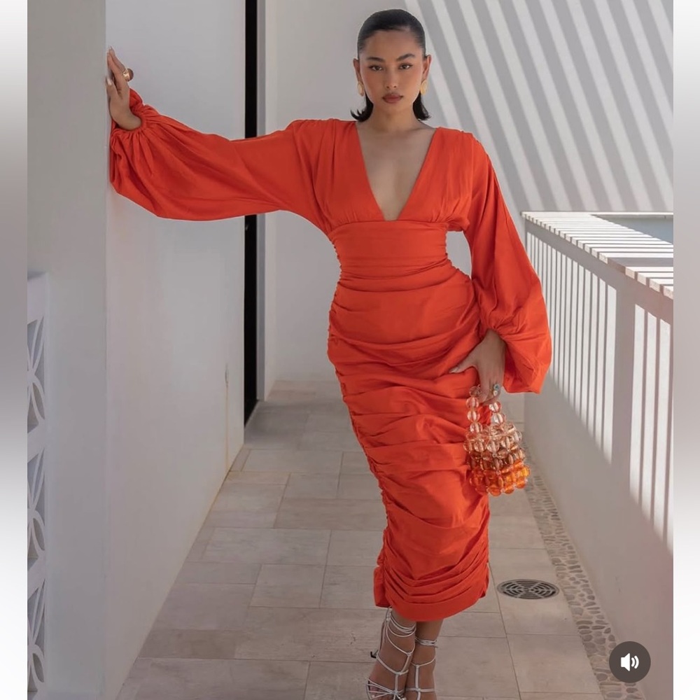 Andrea Iyamah Anida Ruched Midi Dress